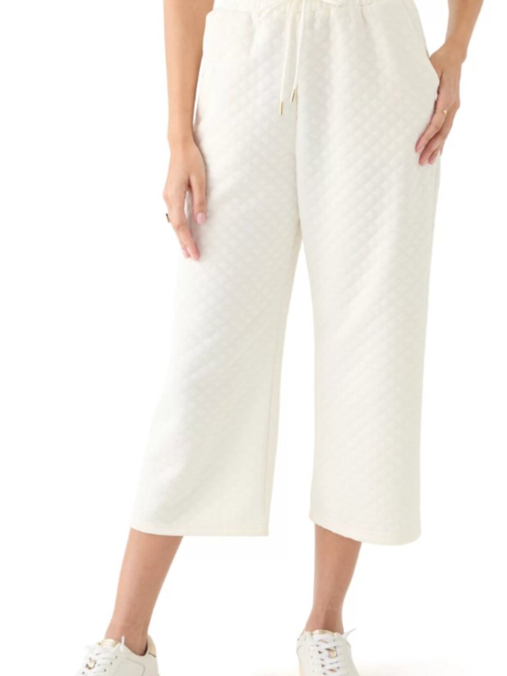 Mary Square Cream Quilted Ivory Porter Cropped Pants NWT Misses Size Medium
